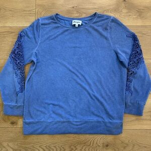 Wrangler Blue‎ Sweatshirt XL Lace Elbow Detail Crewneck Pullover